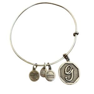 Alex and Ani Silver Charm Bracelet with Initial Letter G